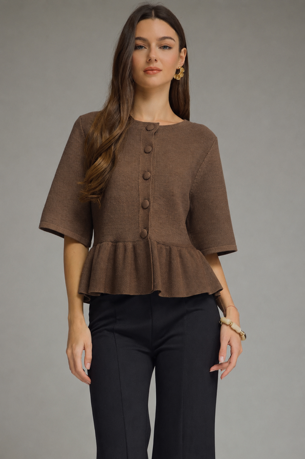 The Brown Peplum Sweater