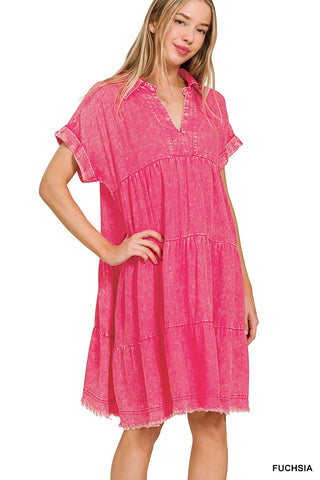 Washed Up Dress in Fuchsia