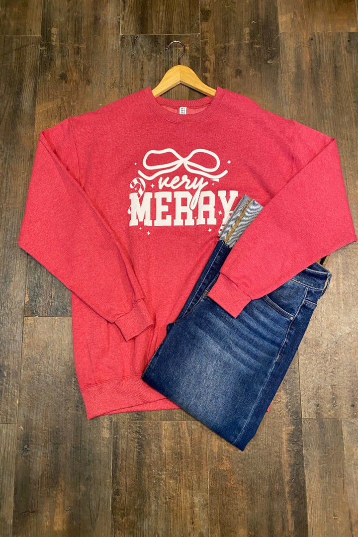 Red long-sleeve shirt with &