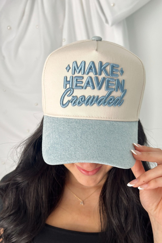 Make Heaven Crowded Trucker Hat Denim Mesh Oversized
