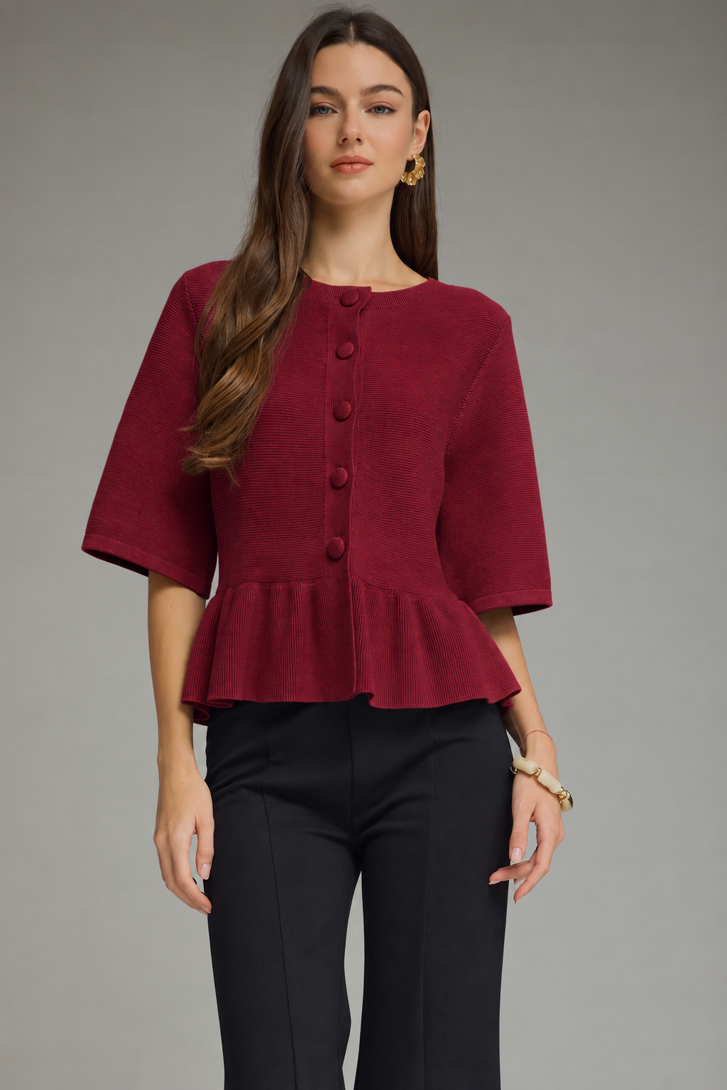 The Maroon Peplum Sweater
