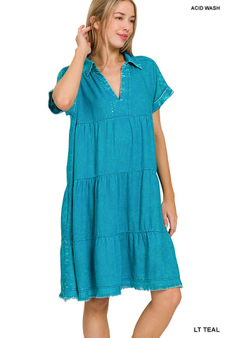 Washed Up Dress in Teal