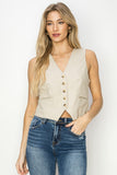 Linen Vest in Sand