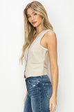 Linen Vest in Sand