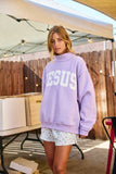 'JESUS'  Mock Neck Sweatshirt in Lavender