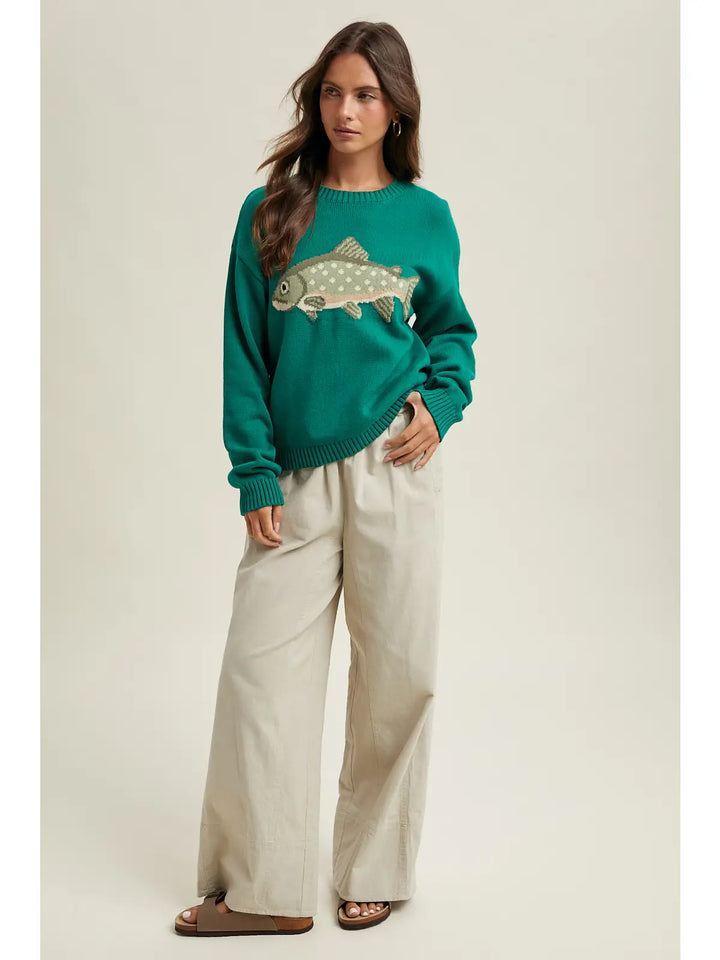 The Green Fish Sweater Ribbed Long Sleeve