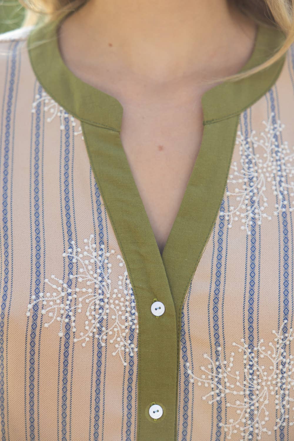 Floral Embroidered Stripe Top