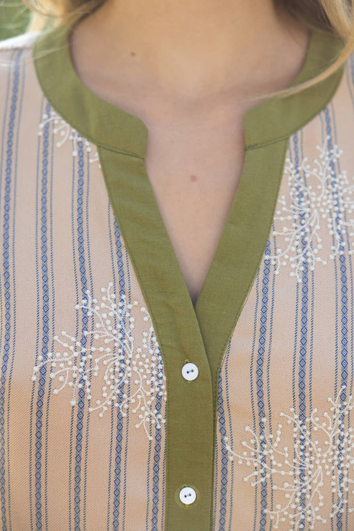 Floral Embroidered Stripe Top