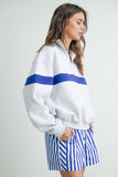 Two-Toned Half Zip Collar Sweatshirt