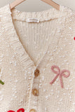 Ribbon  Button Down Cardigan