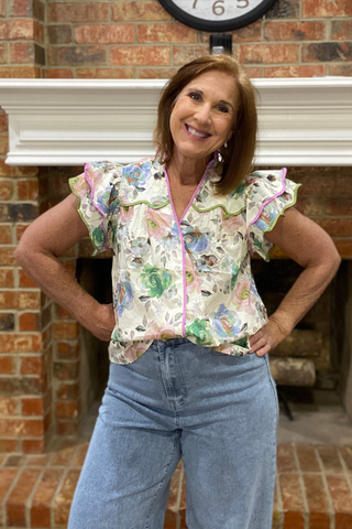 Ecru Floral Top