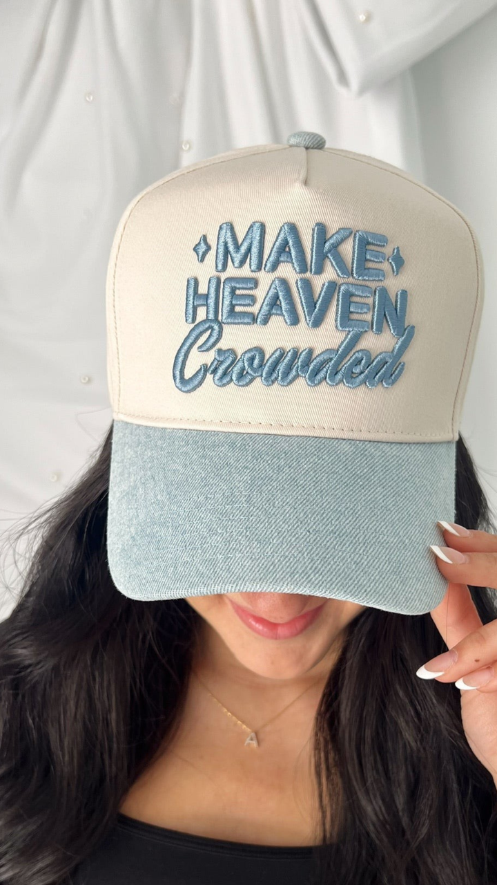 Make Heaven Crowded Trucker Hat Denim Mesh Oversized