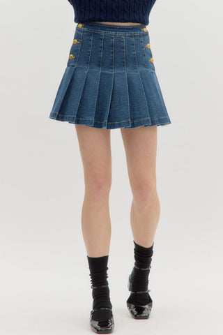 Denim Pleated Skirt