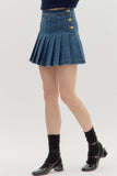 Denim Pleated Skirt