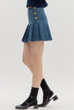 Denim Pleated Skirt