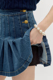 Denim Pleated Skirt