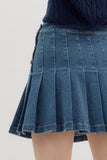Denim Pleated Skirt