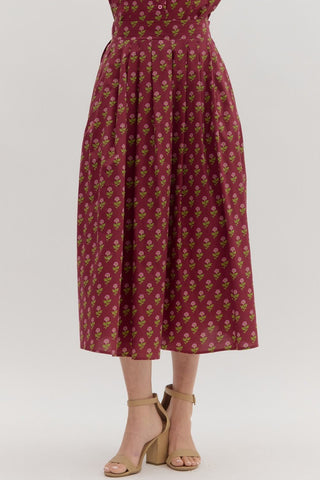 Burgundy Floral Skirt