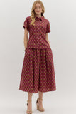 Burgundy Floral Skirt