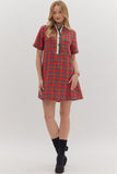 Asian Plaid Dress in Red
