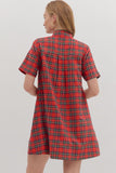 Asian Plaid Dress in Red