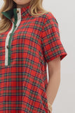 Asian Plaid Dress in Red