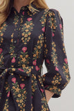 Navy Botanical Dress