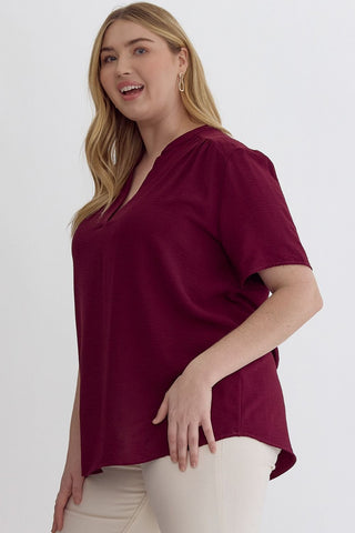 Pretty and Basic Top In Burgundy