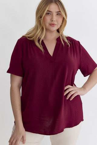 Pretty and Basic Top In Burgundy