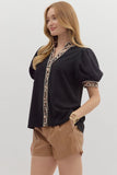 Black with Leopard Trim