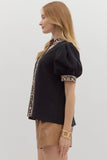 Black with Leopard Trim