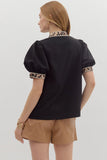 Black with Leopard Trim
