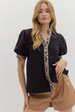 Black with Leopard Trim