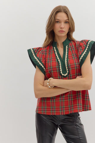 Plaid and Cute Top in Red
