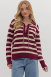 Stripes and Fun Sweater in Burgundy