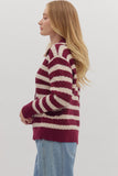 Stripes and Fun Sweater in Burgundy