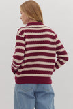 Stripes and Fun Sweater in Burgundy