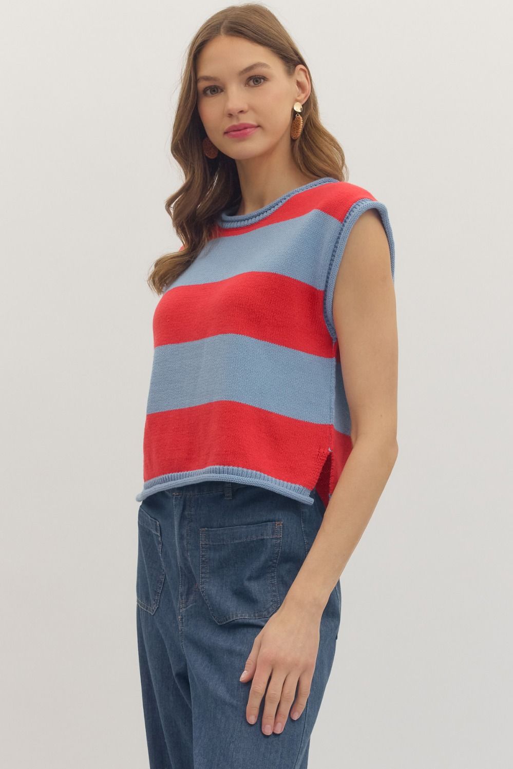 The Sailor Sweater Denim Striped High-Waisted