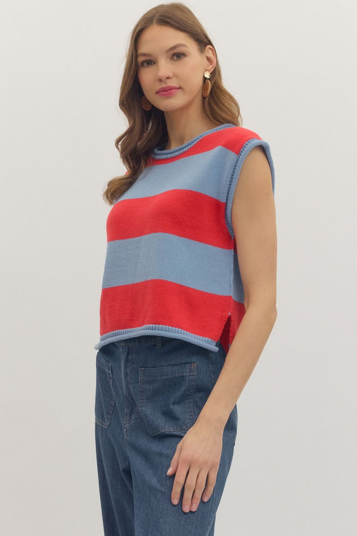 The Sailor Sweater Denim Striped High-Waisted