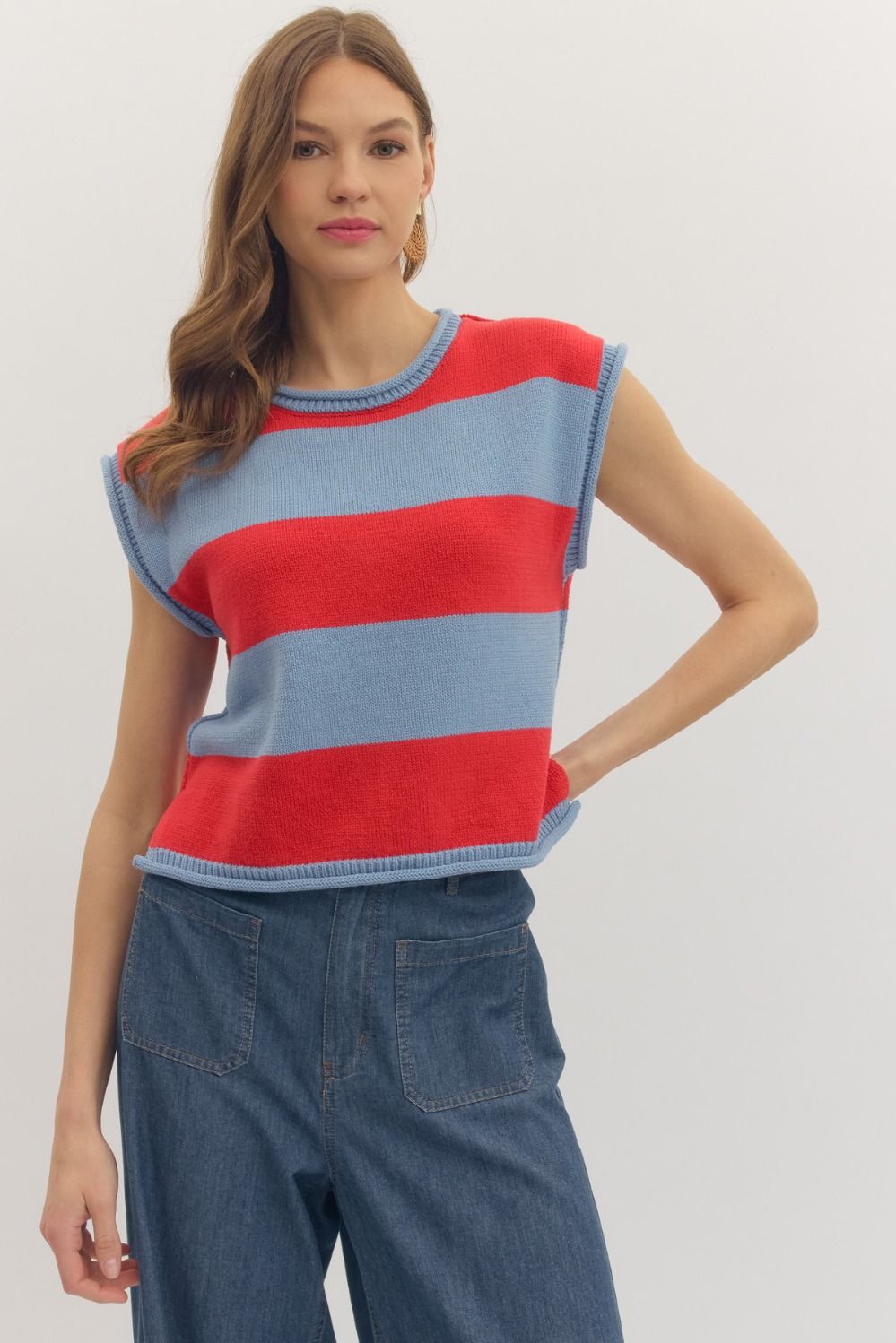 The Sailor Sweater Denim Striped High-Waisted