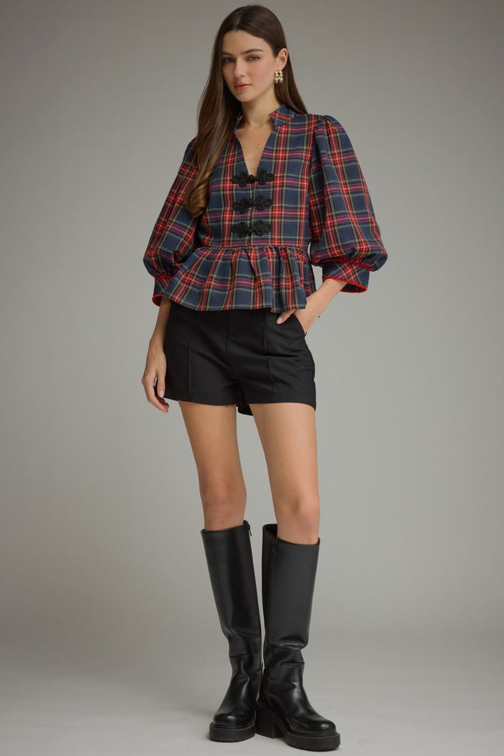 The Navy Tartan Top