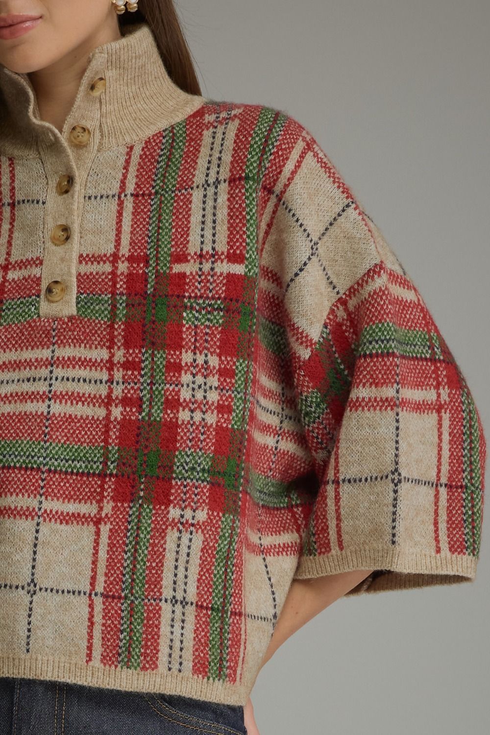Plaid Sweater in Taupe
