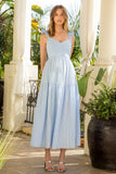 Pale Blue Flutter Sleeve Dress