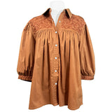 Double Burnt Orange Cowgirl Blouse