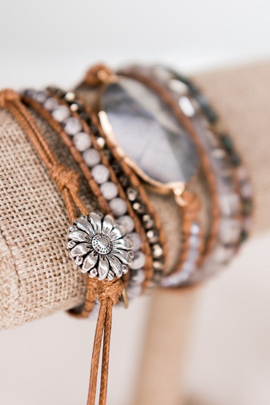 Kelly Wrap Bracelet Labadorite Brown
