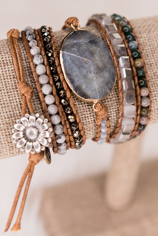 Kelly Wrap Bracelet Labadorite Brown