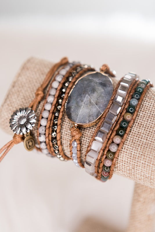 Kelly Wrap Bracelet Labadorite Brown