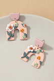 Polymer Flower Arch Drop Earrings