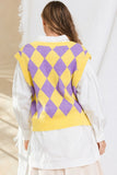 Loose Fit Diamond Pattern Sweater Vest