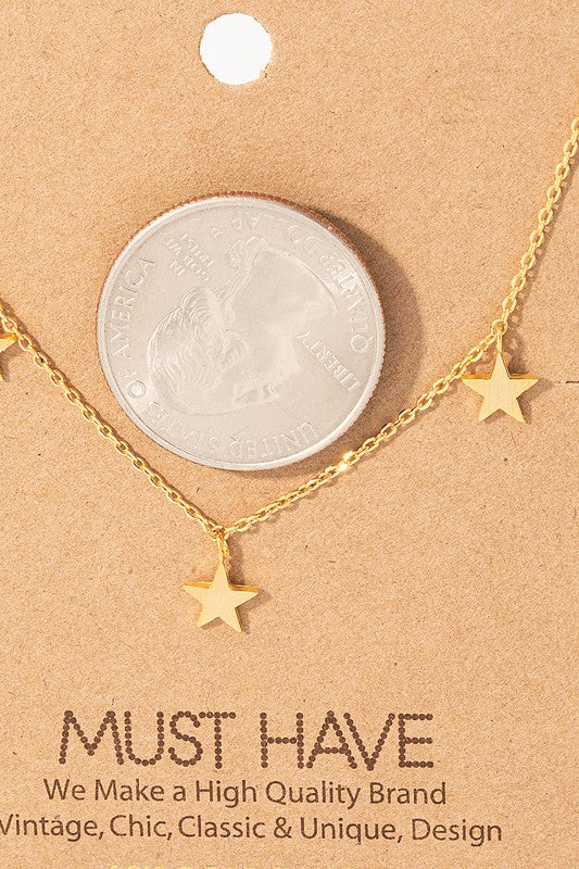 Dainty Star Station Necklace Silver